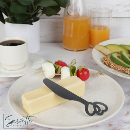 Cheese Knife and Butter Spreader – Heart Design – Set of 2