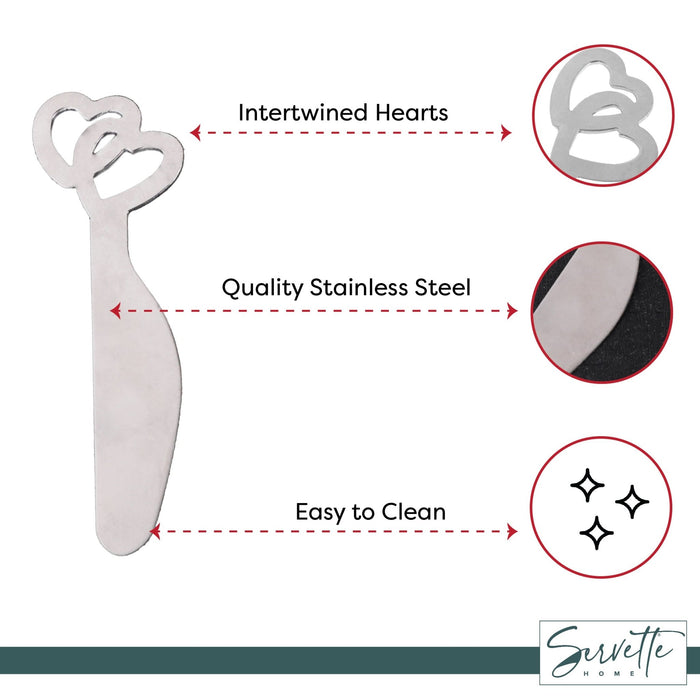Cheese Knife and Butter Spreader – Heart Design – Set of 2
