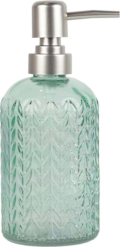 Chevron Glass Soap Dispenser - Mint