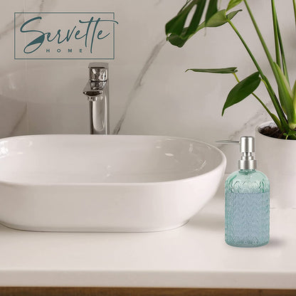 Chevron Glass Soap Dispenser - Mint