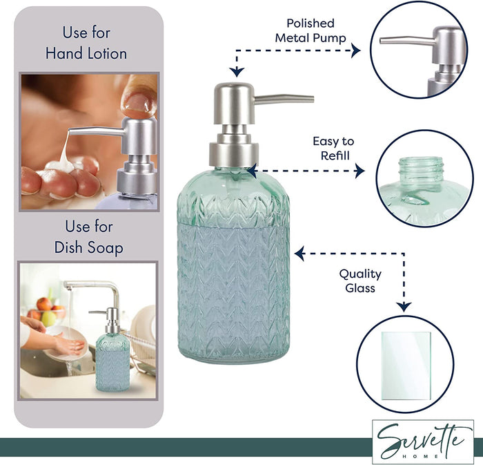 Chevron Glass Soap Dispenser - Mint
