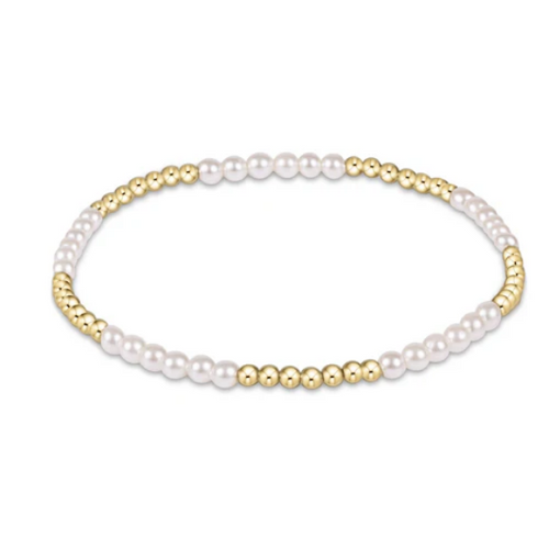 Classic Blissful Pattern 2.5mm Bead Bracelet- 3mm Pearl