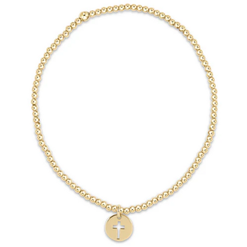 Classic Gold 3mm Bead Bracelet Signature Cross Gold Disc