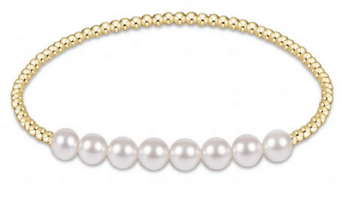 Classic Gold Beaded Bliss 2.5mm Bead Bracelet- 5mm Pearl