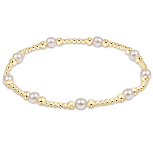 Classic Purpose Pattern 4mm Bead Bracelet- Pearl