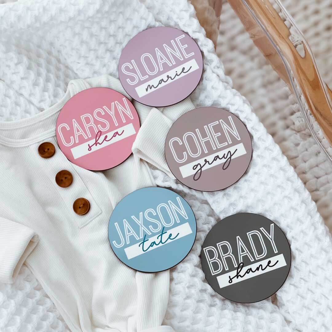 Personalized Block Outline Color Baby Name Announcement