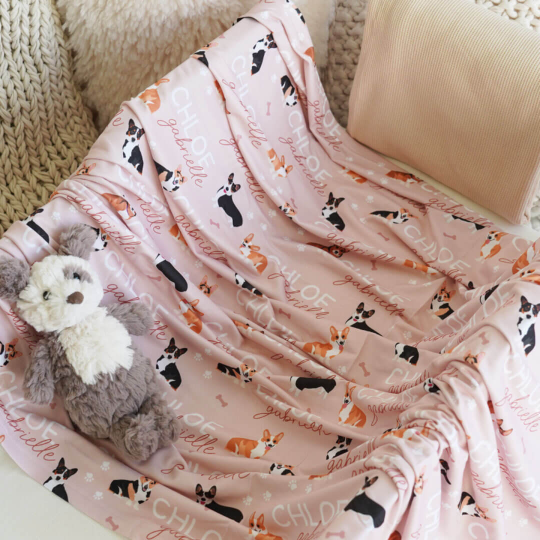 Personalized Baby Name Swaddle Blanket | Dog Breeds
