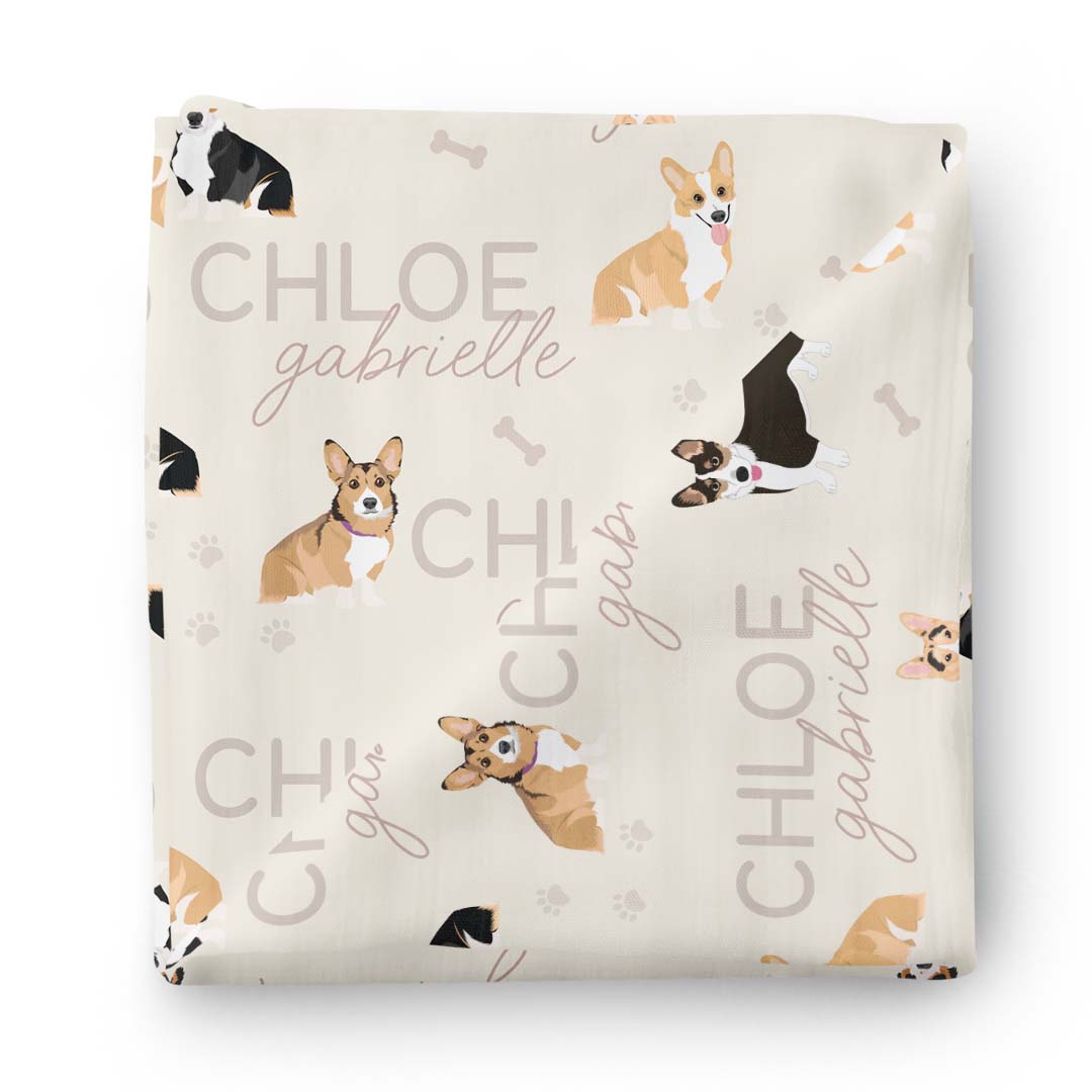 Personalized Baby Name Swaddle Blanket | Dog Breeds