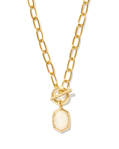 Daphne Gold Link Chain Necklace Ivory MOP