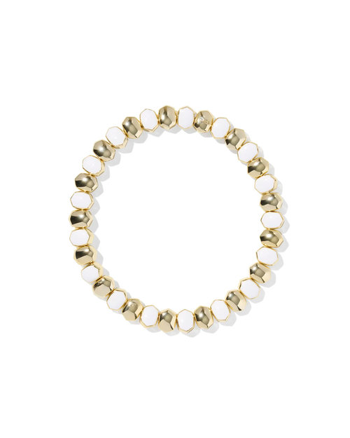 Daphne Stretch Bracelet Gold White Enamel
