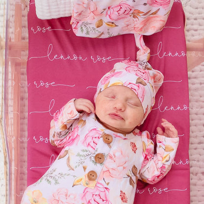 Personalized Fuchsia Baby Name Swaddle Blanket - Script