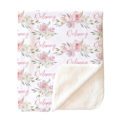 Delaney Dusty Blush Floral Personalized Toddler Blanket