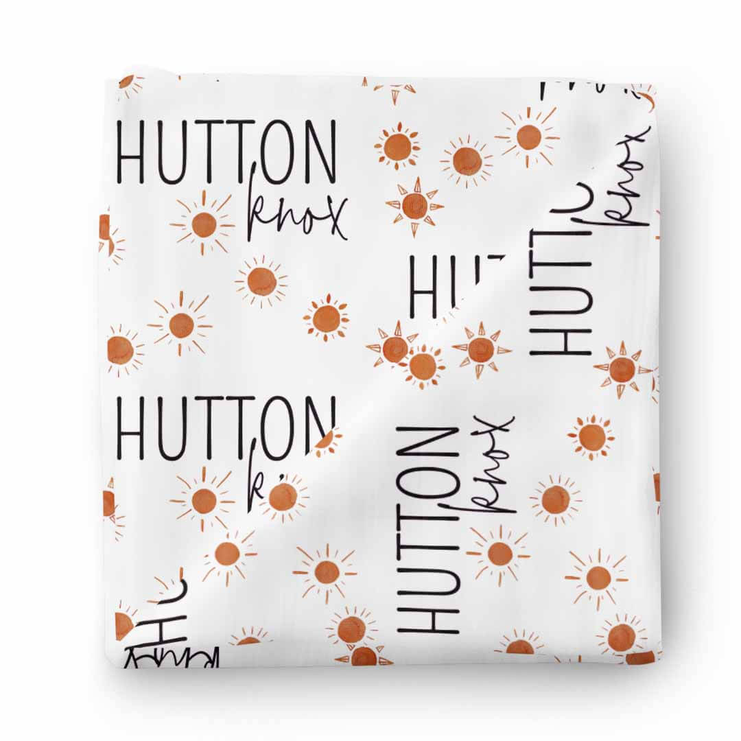 Desert Suns Personalized Baby Name Swaddle Blanket