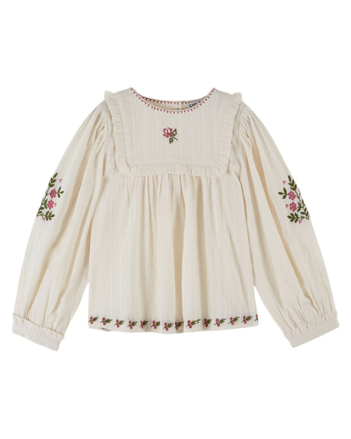 Embroidered Blouse in Creme