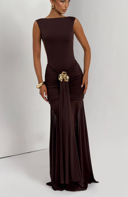 Fae Maxi Skirt - Plum Brown