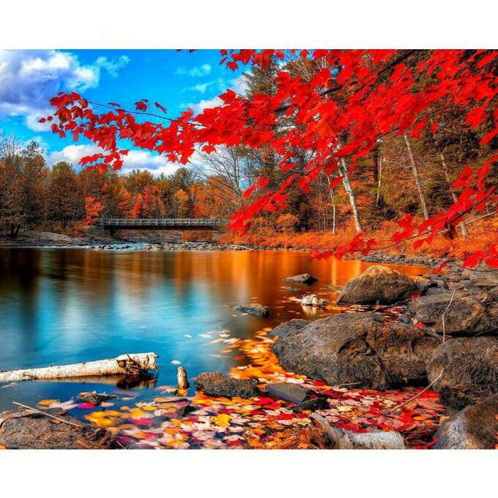 Fall Near A Lake Paint By Numbers Kit