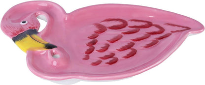 Flamingo Plate with Painted Feathers