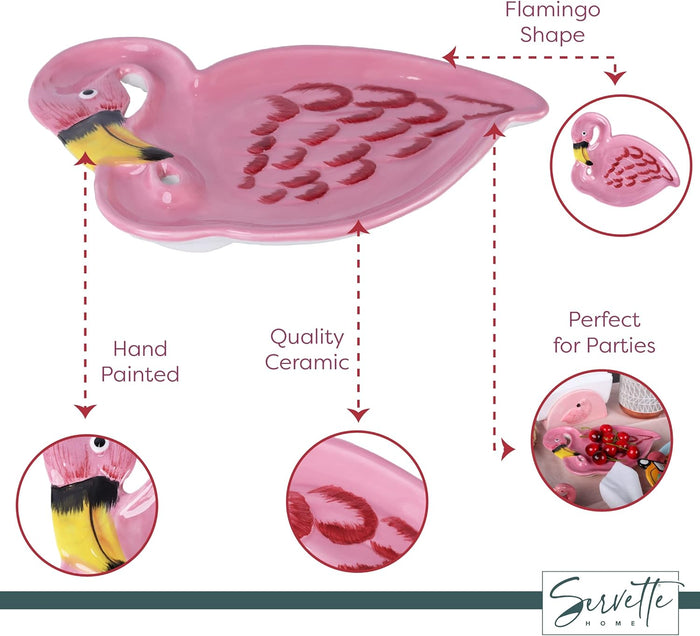 Flamingo Plate with Painted Feathers