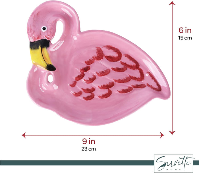 Flamingo Plate with Painted Feathers