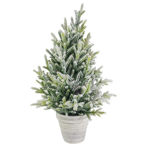 Flocked Tree in White Planter Small