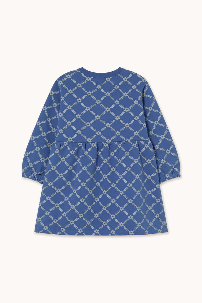 Flower Grid Dress in Dark Blue