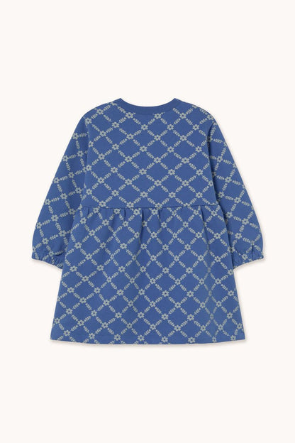 Flower Grid Dress in Dark Blue