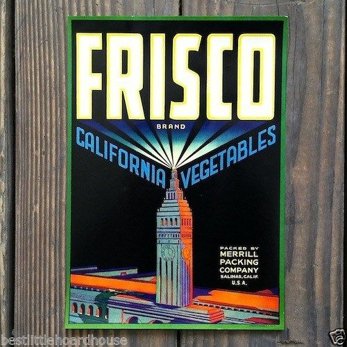 FRISCO CALIFORNIA VEGETABLE Crate Box Label 1950s