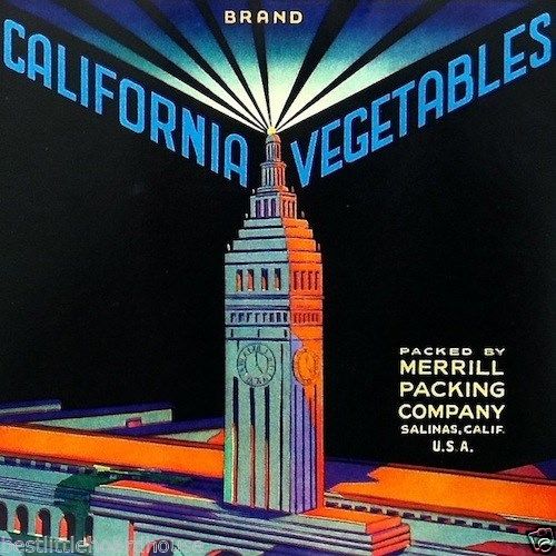 FRISCO CALIFORNIA VEGETABLE Crate Box Label 1950s