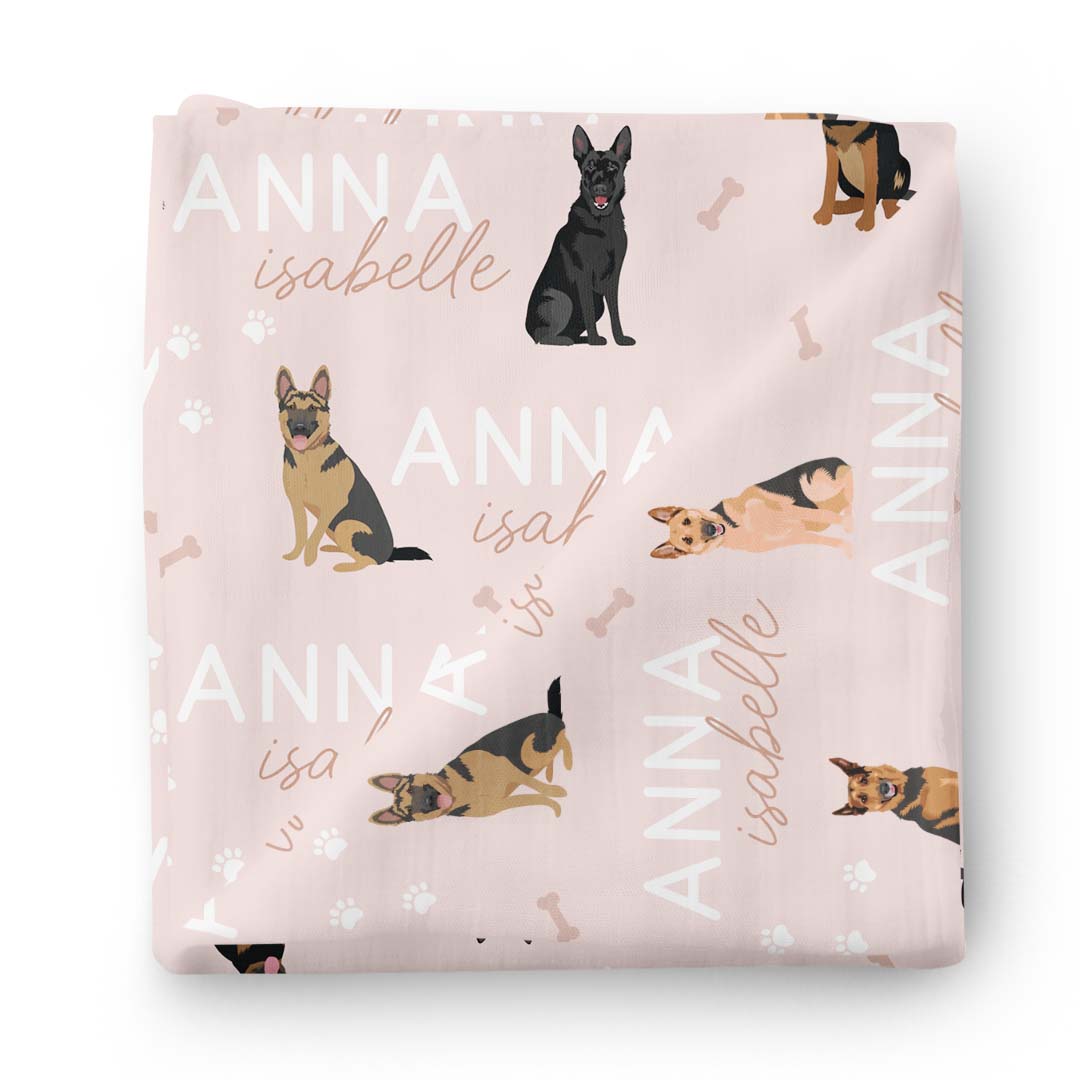 Personalized Baby Name Swaddle Blanket | Dog Breeds