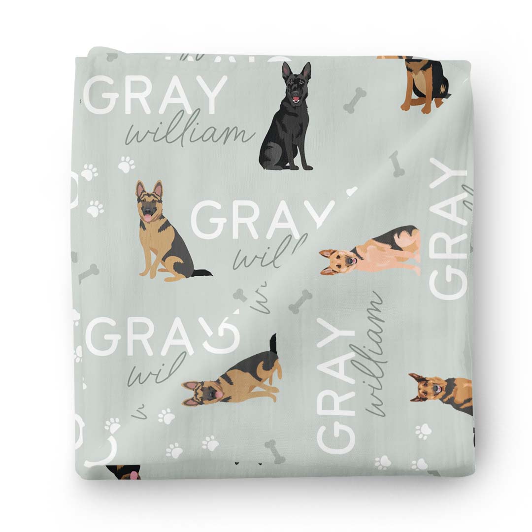 Personalized Baby Name Swaddle Blanket | Dog Breeds