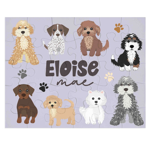 Kids Personalized 30 Piece Puzzle | Purple Puppy Pals