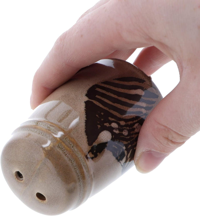 Glazed Pottery Zebra Design Salt & Pepper Shakers