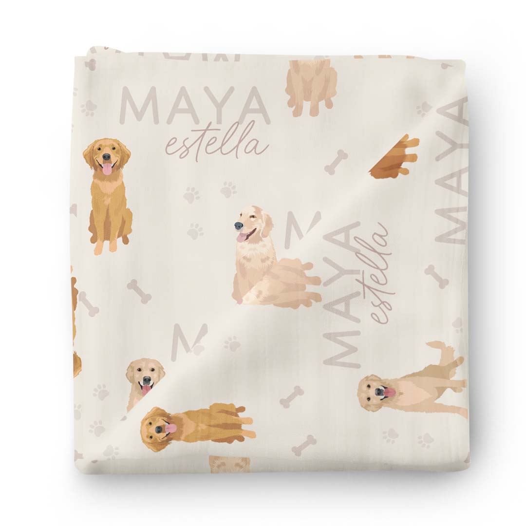 Personalized Baby Name Swaddle Blanket | Dog Breeds