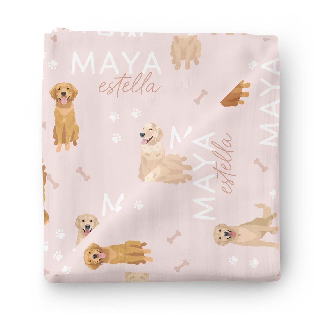 Personalized Baby Name Swaddle Blanket | Dog Breeds