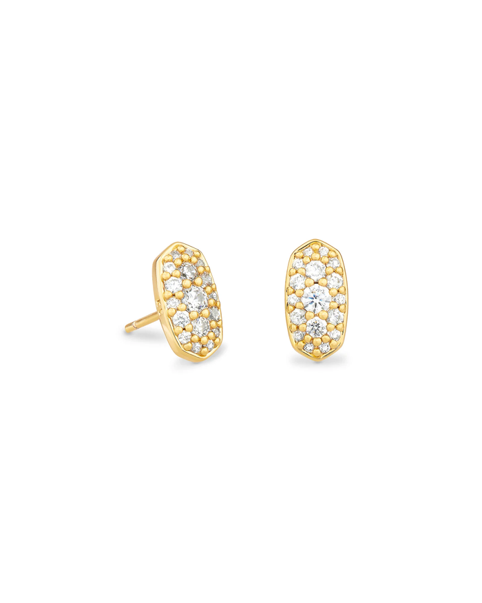 Grayson Crystal Stud Earring Gold Metal White CZ