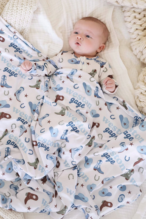Boot Scootin' Personalized Swaddle Blanket