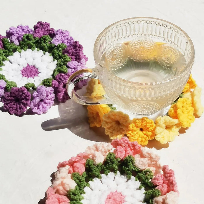 Hand Knit Crochet Suzuran Flower Coaster