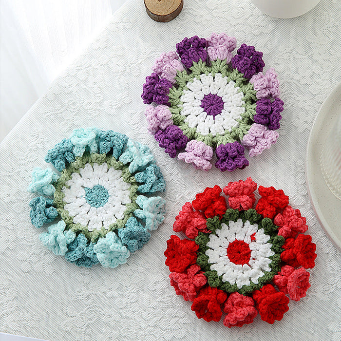 Hand Knit Crochet Suzuran Flower Coaster