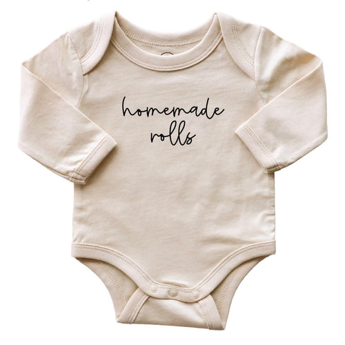 Homemade Rolls Long Sleeve Graphic Bodysuit | Natural