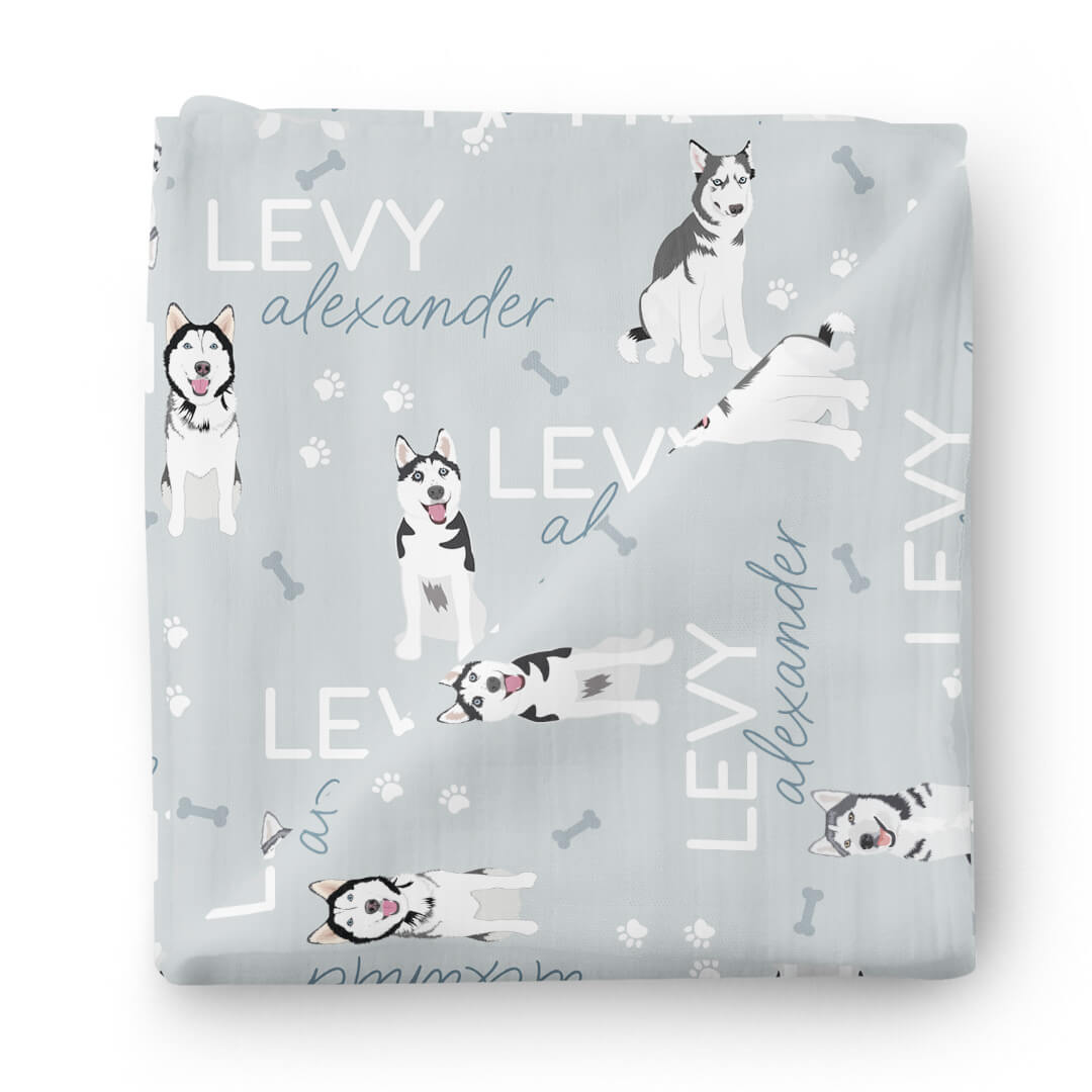 Personalized Baby Name Swaddle Blanket | Dog Breeds