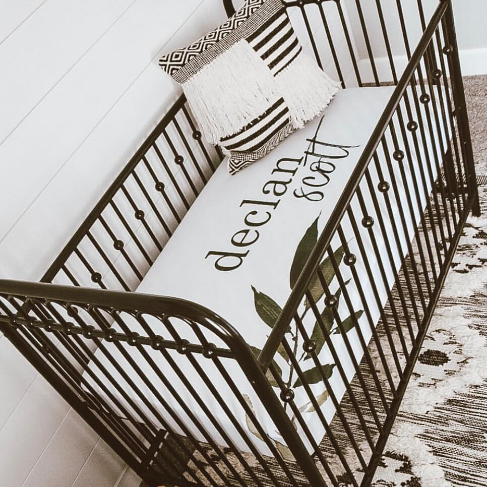 Olive Leaf Personalized Crib Sheet