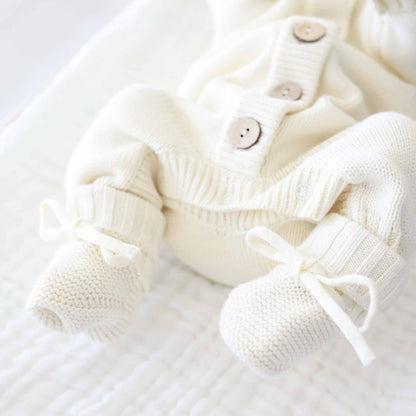 Knit Sweater Button Romper | Ivory