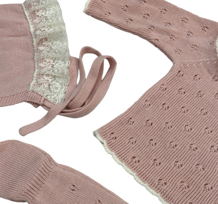 Jamie 3-pc Dusty Pink knitted set