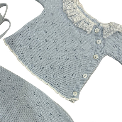 Jamie 3-pc Light Blue knitted set