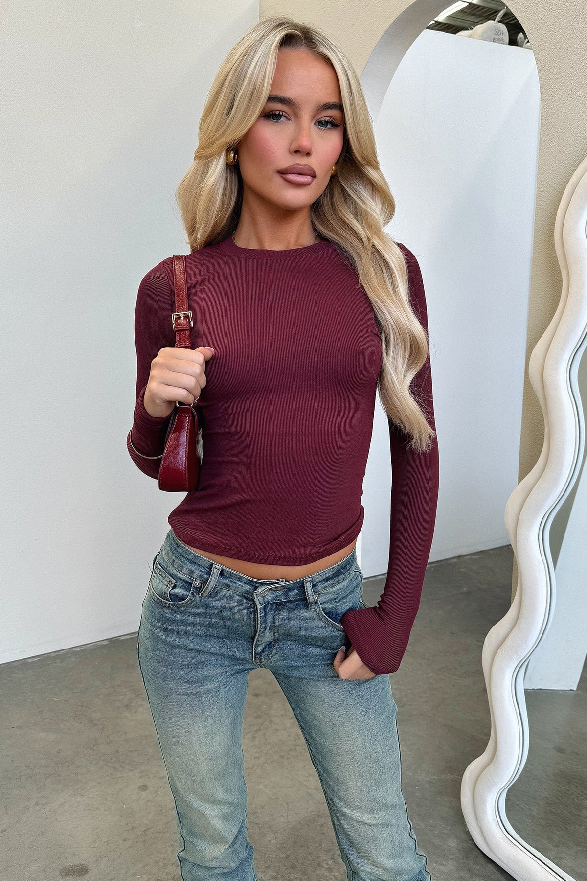 Jaylee Long Sleeve Tee - Wine