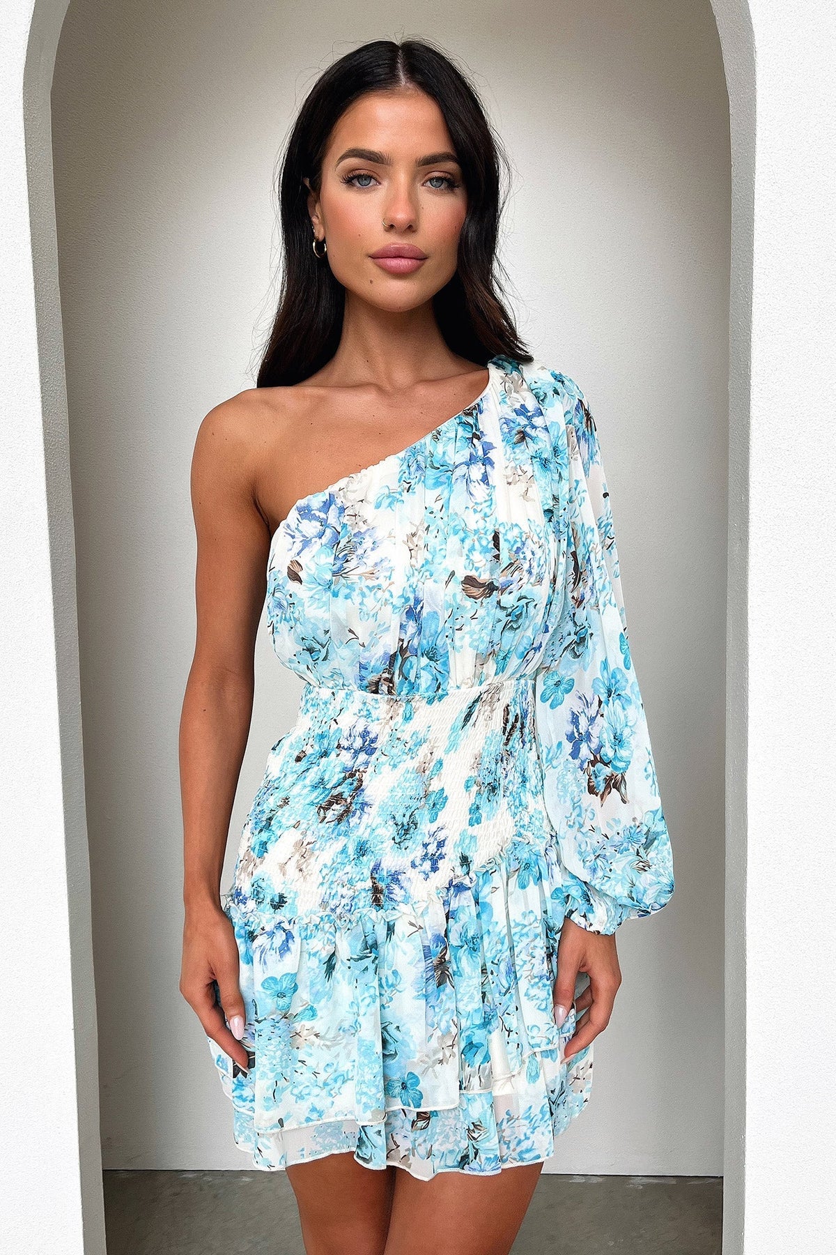 Katina Mini Dress - Dark Blue Floral
