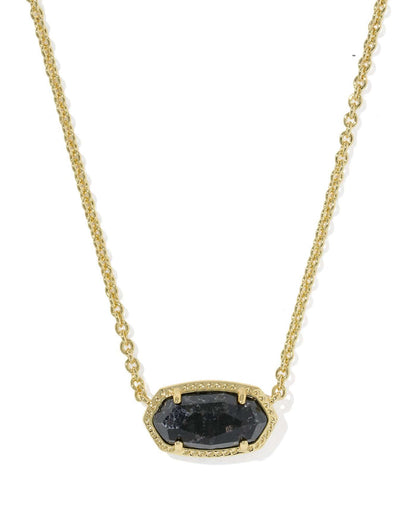 Kendra Scott Elisa Gold Boo Short Pendant Necklace in Black Granite Halloween Necklace | Gold Boo Pendant Necklace Necklaces