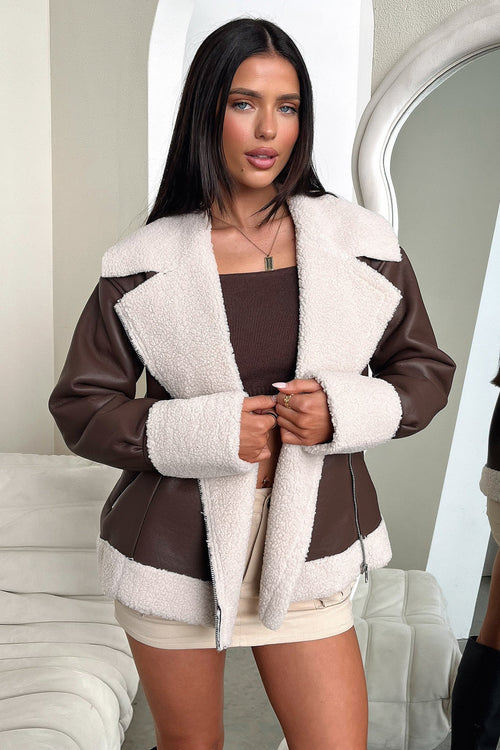 Kobie Faux Leather Jacket - Brown