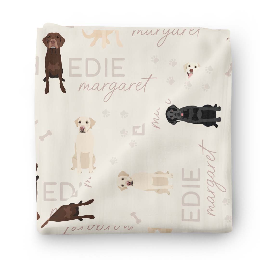 Personalized Baby Name Swaddle Blanket | Dog Breeds