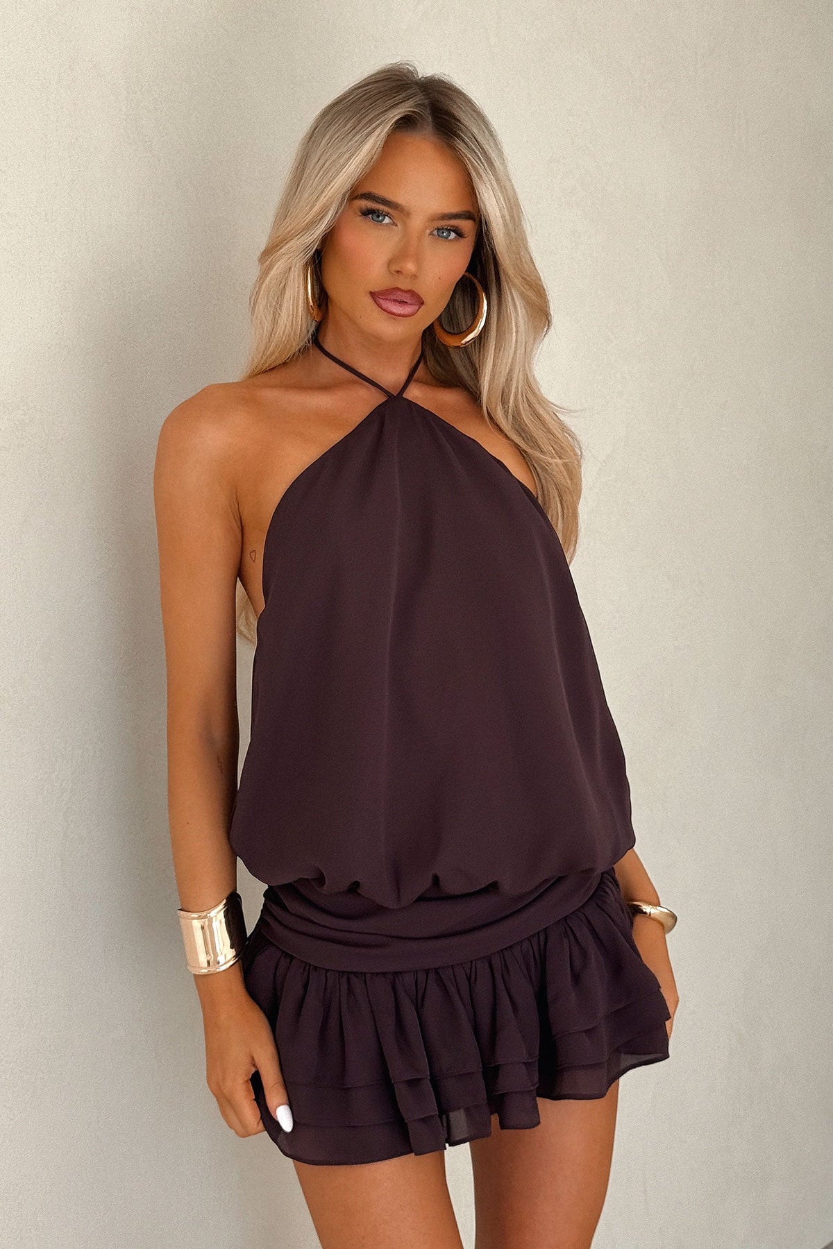 Latina Open Back Mini Dress - Plum